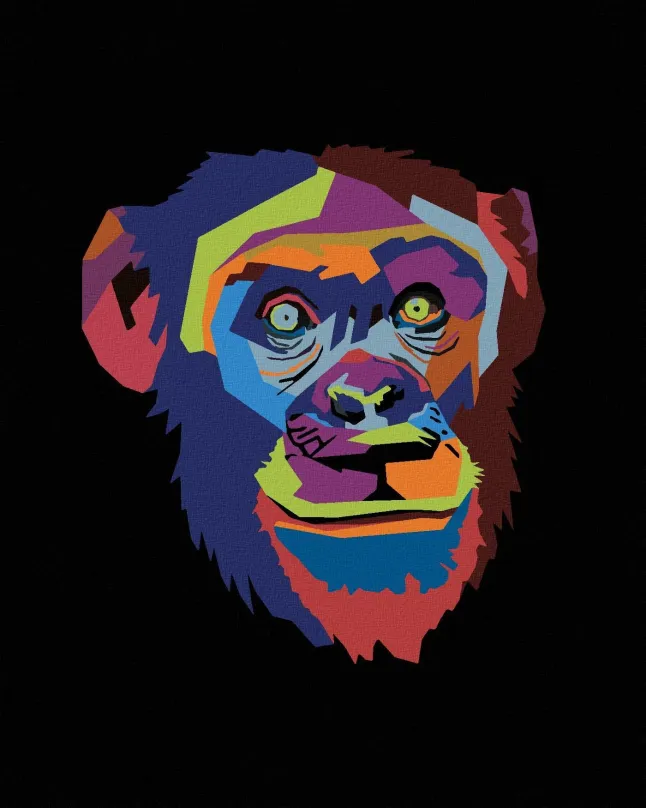 Maľovanie podľa čísel Abstraktné pop-art opice na čiernom pozadí, 40x50 cm, bez rámu a bez vypnutia plátna