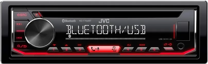 Autorádio JVC KD-T702BT, s CD mechanikou, výkon zosilňovača 4×50 W, veľkosť 1 DIN, podsvie