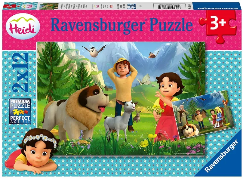 RAVENSBURGER Puzzle Heidi: Spoločný čas na horách 2x12 dielikov