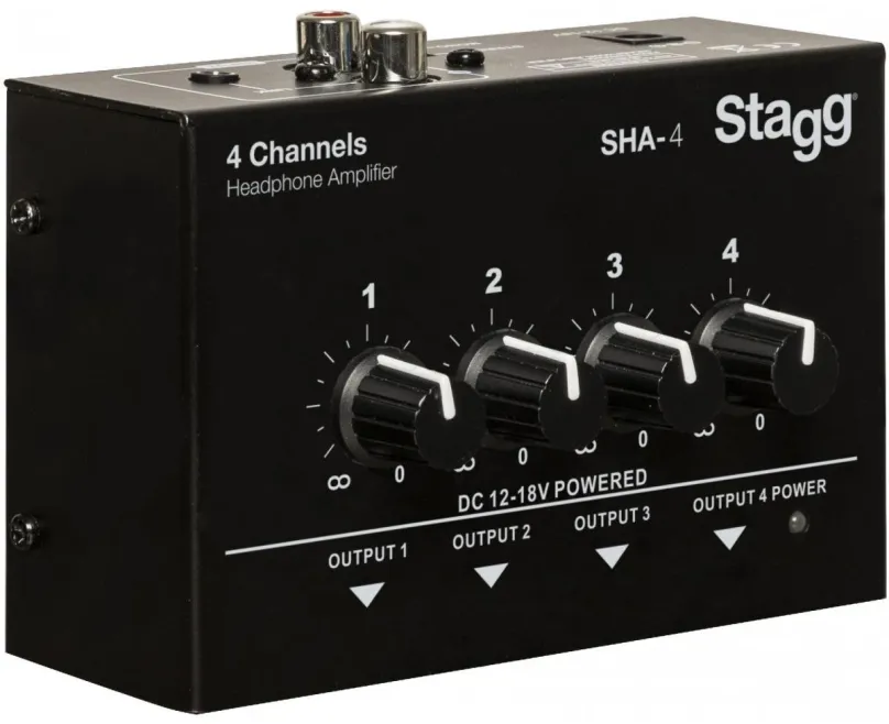 Slúchadlový zosilňovač Stagg SHA-4, 4-kanálový slúchadlový predzosilňovač