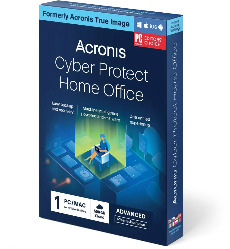 Zálohovací softvér Acronis Cyber Protect Home Office Advanced pre 1 PC na 1 rok + 500 GB Acronis Cloud Storage (elektro