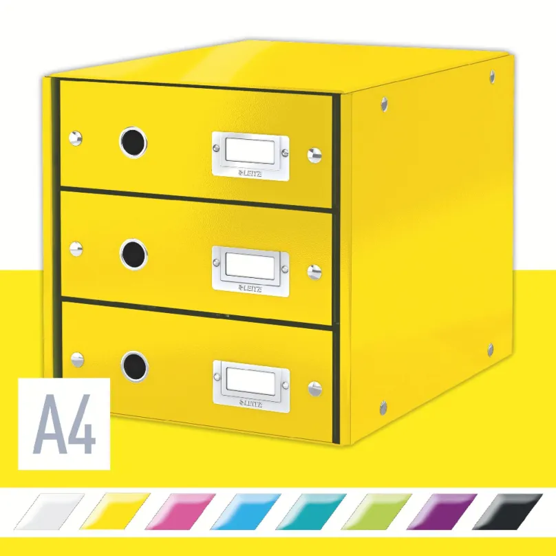 Zásuvkový box LEITZ Click & Store WOW, 3dielny, žltý