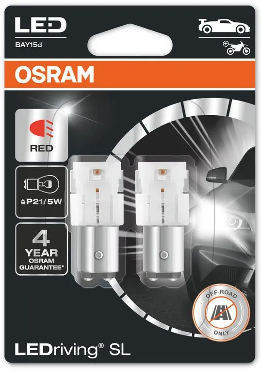 LED autožiarovka OSRAM LEDriving SL P21/5W Červená 12V dva kusy v balení