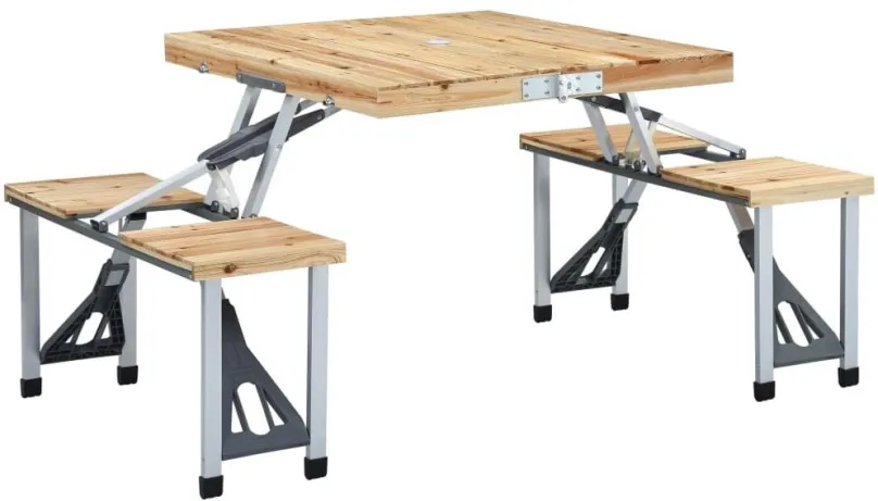Kempingový stôl Skladací kempingový stôl so 4 miestami na sedenie oceľ hliník