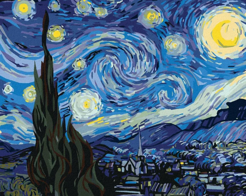 Maľovanie podľa čísel Mesiac v podaní Van Gogha, 40x50 cm, bez rámu a bez vypnutia plátna