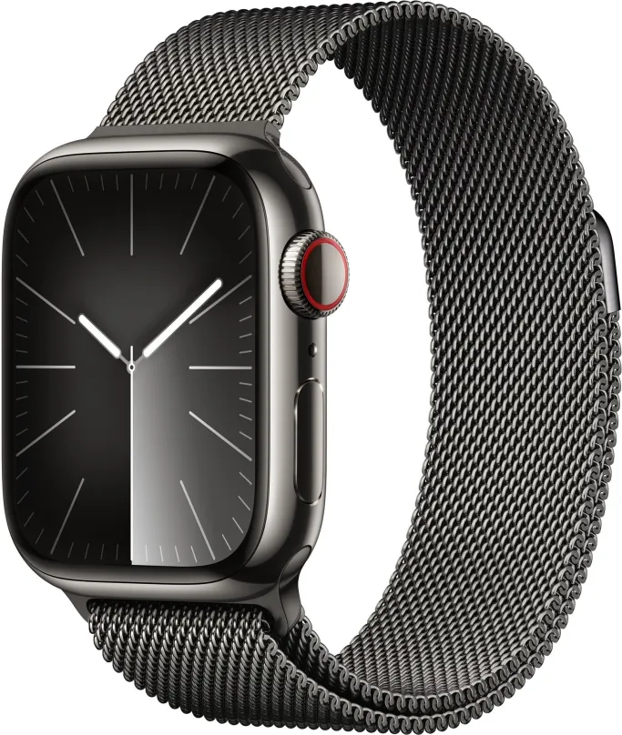 Chytré hodinky Apple Watch Series 9 41mm Cellular Grafitovo šedý nerez s grafitovo šedým milánskym ťahom