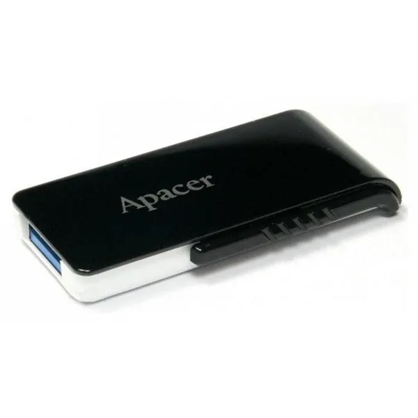 Apacer USB flash disk, USB 3.0, 64GB, AH350, čierny, AP64GAH350B-1, USB A, s výsuvným konektorom