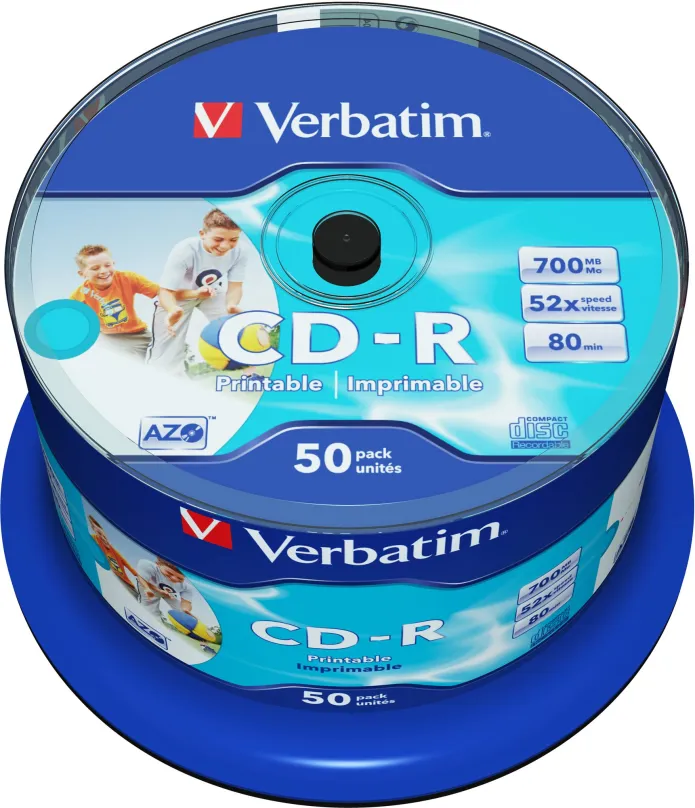 Médiá VERBATIM CD-R AZO 700MB, 52x, printable, spindle 50 ks