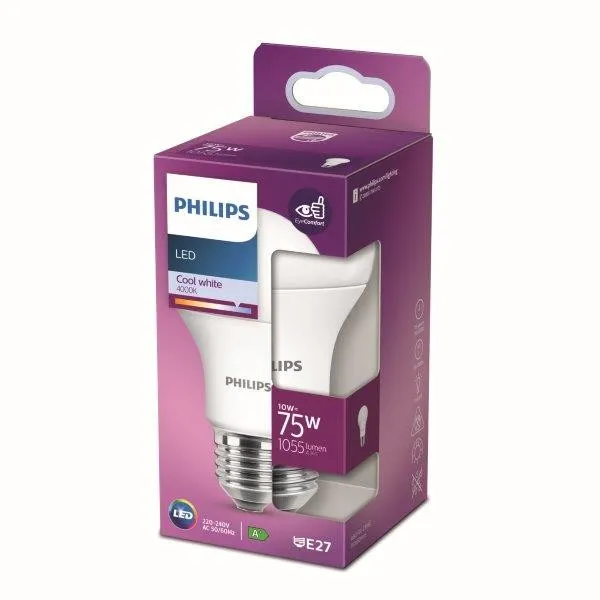 Philips 8718699769888 LED žiarovka 1x10W | E27 | 1055lm | 4000K - studená biela, matná biela, EyeComfort