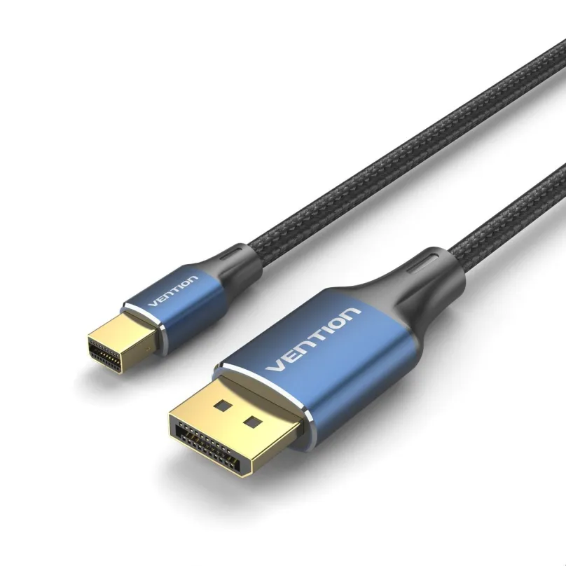 Video kábel Vention Cotton Braided Mini DP Male to DP Male 8K HD Cable 2m Blue Aluminum Alloy Type
