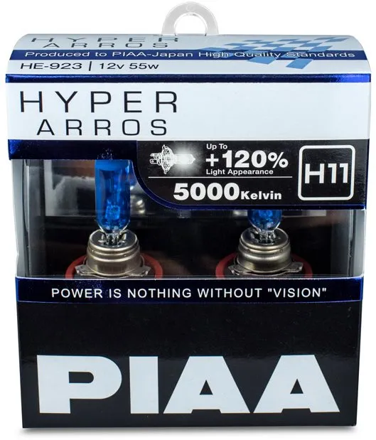 Autožiarovka PIAA Hyper Arros 5000K H11 + 120%. jasne biele svetlo s teplotou 5000K, 2ks