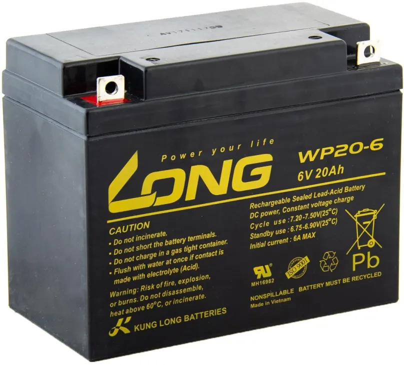 Batéria pre záložné zdroje LONG batéria 6V 20Ah F3 (WP20-6)
