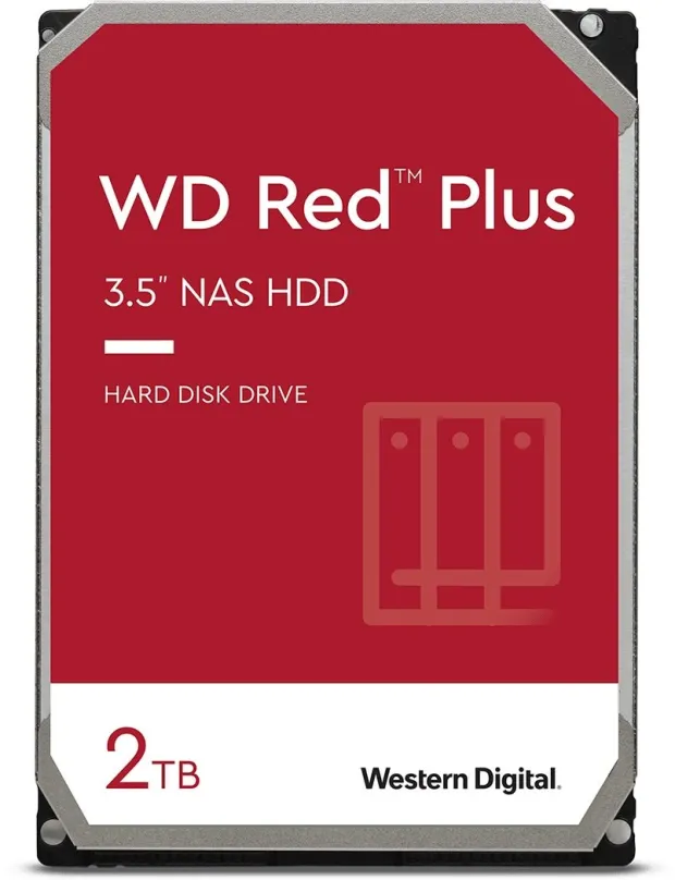 Pevný disk WD Red Plus 2TB, 3.5", SATA III, maximálna rýchlosť prenosu 147 MB/s, cach