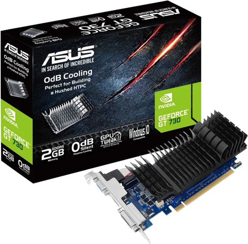 Grafická karta ASUS GeForce GT 730-SL-2GD5-BRK, 2 GB GDDR5 (5010 MHz), NVIDIA GeForce,