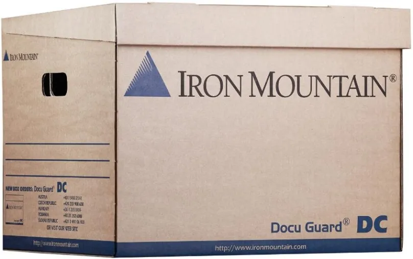 Archivačná krabica Iron Mountain Box DC, 43 x 31 x 33 cm, hnedo-modrá