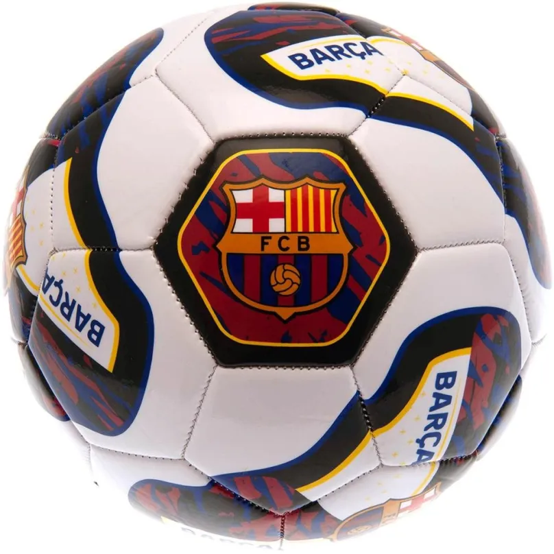 Futbalová lopta Ouky FC Barcelona, bielo-čierna, 26 panelov, vel. 5