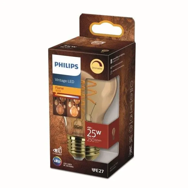 Philips 8719514315433 LED žiarovka Vintage 4W/25W | E27 | 250lm | 1800K | A60 - stmievateľná, zlatá