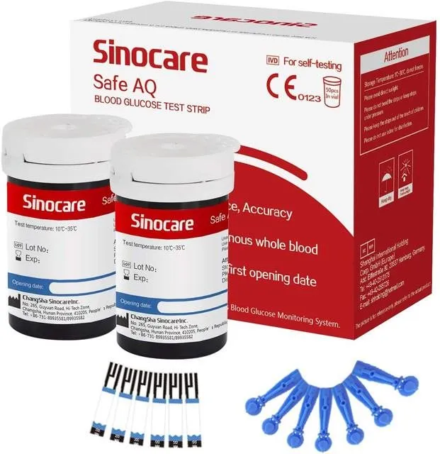 Testovacie prúžky SINOCARE Set 50 náhradných prúžkov + 50 lancet pre Safe AQ Smart