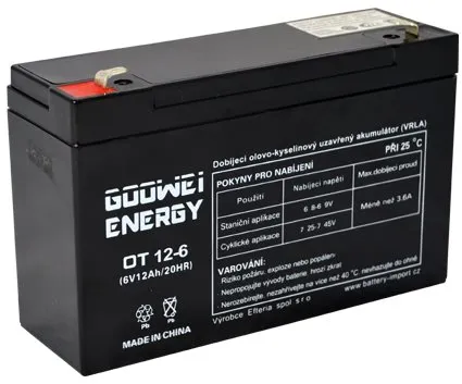 Batéria pre záložné zdroje GOOWEI ENERGY Bezúdržbový olovený akumulátor OT12-6, 6V, 12Ah