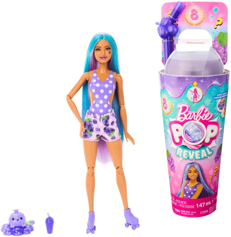 Bábika Barbie Pop Reveal Barbie šťavnaté ovocie - Hroznový koktail