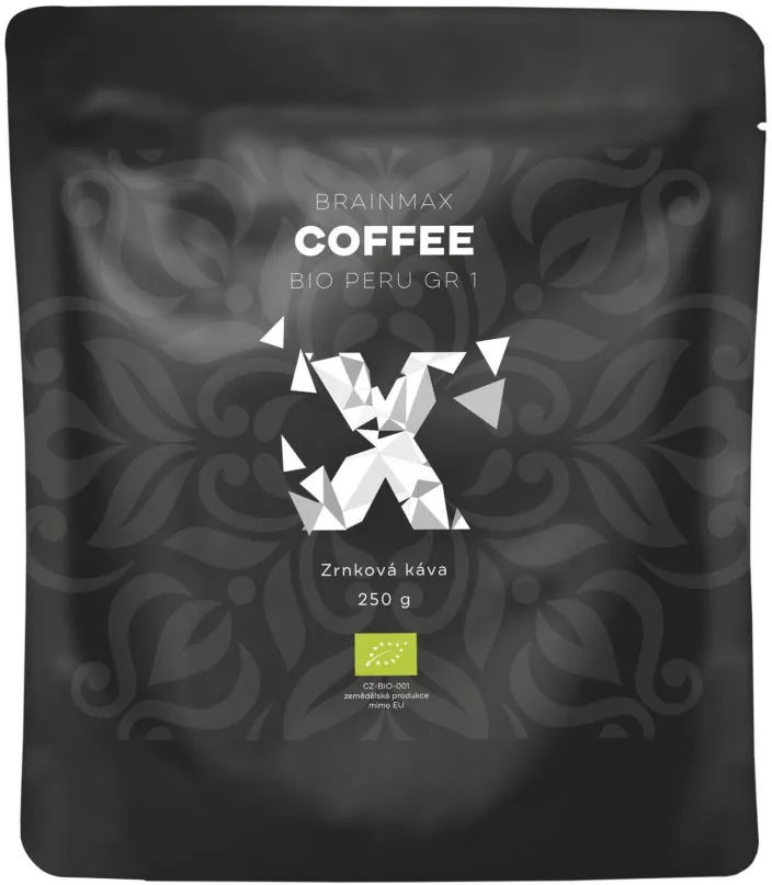 Káva BrainMax Coffee Káva Peru Grade 1 Bio, Zrno, 250 g, zrnková, 100% arabica, pôvod P
