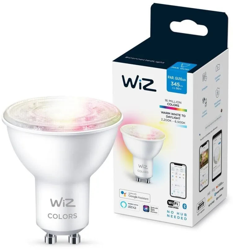 WiZ Colors 8718699787134 inteligentná LED žiarovka GU10 | 1x4, 9W | 345lm | 2200-6500K | RGB