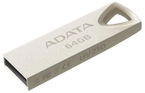 Flash disk ADATA UV210 64 GB, 64 GB - USB 2.0, konektor USB-A, s pútkom na kľúče, materiál