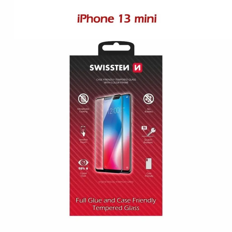 Ochranné sklo Swissten Case Friendly pre Apple iPhone 13 mini čierne