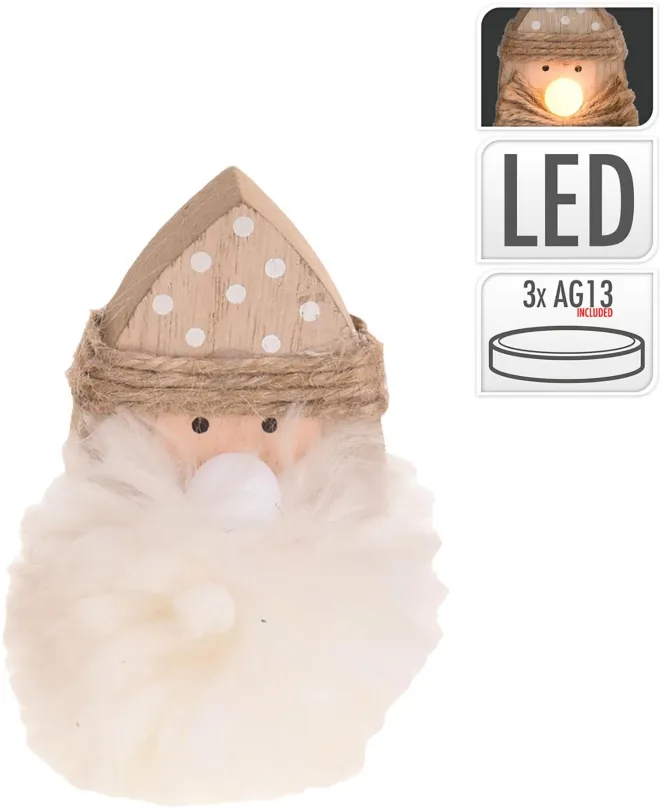 Vianočné osvetlenie H&L Vianočná postava s LED, drevo, škriatok biely