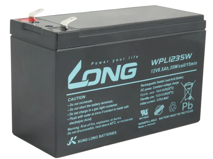 Batéria pre záložné zdroje Long batéria 12V 8,5Ah F2 HighRate LongLife 9 rokov (WPL1235W)