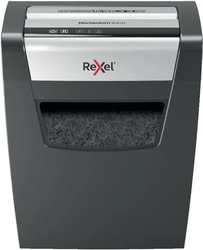 Skartovač REXEL Momentum X410, stupeň utajenia P-4, krížový rez, skartuje až 10 listov pap