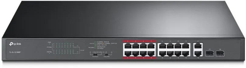 Switch TP-Link TL-SL1218MP, do čajky, 18x RJ-45, 2x SFP, 18x 10/100Base-T, PoE (Power over