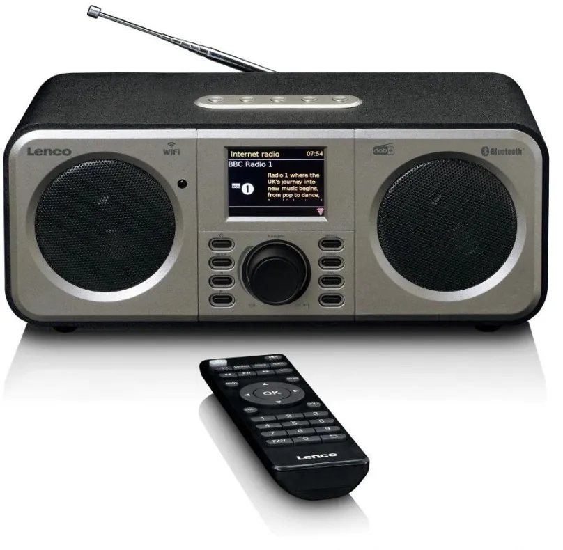 Rádio Lenco DIR-141BK, internetové, kuchynské a prenosné, DAB+, FM a RDS tuner s 250 predv