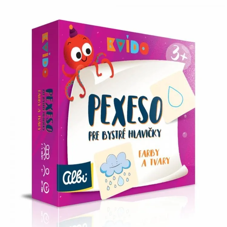 Pexeso Kvído - Pexeso pre bystré hlavičky Farby a tvary, vhodné pre deti od 3 rokov, hra n