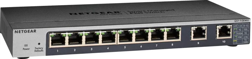 Switch Netgear GS110EMX, desktop, 10x RJ-45, DoS (Auto “denial-of-service” prevencia), L2