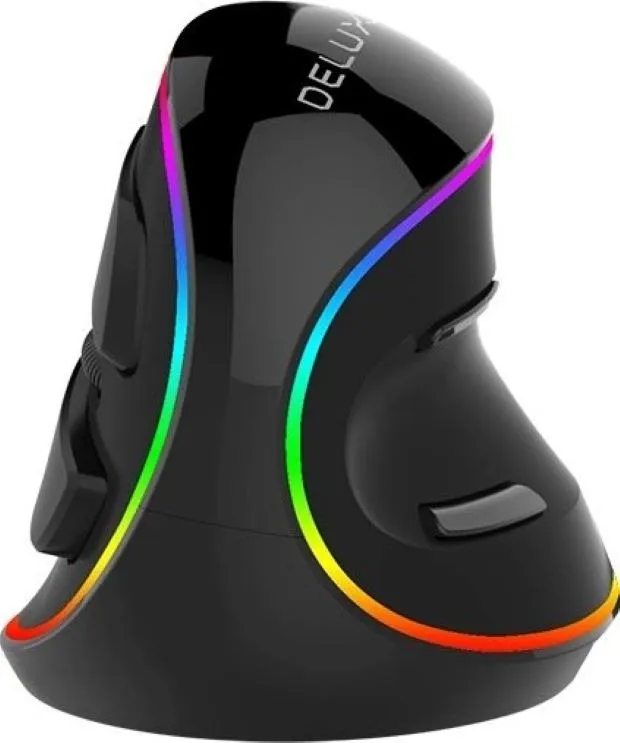 Myš DELUX M618PR Rechargeable RGB Vertical mouse, čierna