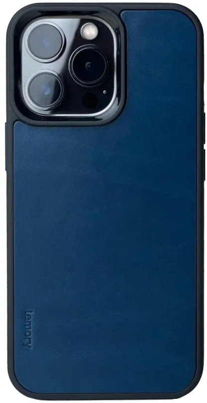 Kryt na mobil Lemory iPhone 14 Pro Max kožený kryt tmavo modrá
