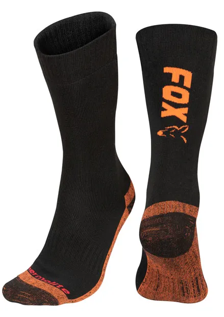 FOX Ponožky Black/Orange Thermolite Long Sock 40-43