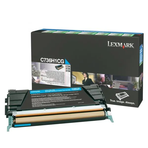 Lexmark originálny toner C736H1CG, cyan, 10000str., vysoký výkon, return, Lexmark C736, X736, X738, O