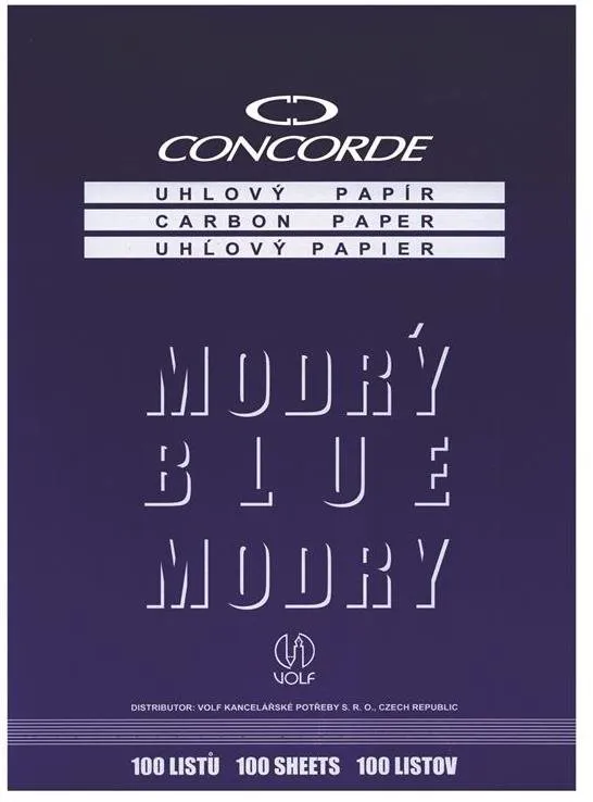 Kopírovací papier CONCORDE uhlový, A4, 100 listov, modrý