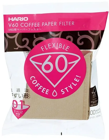 Filter na kávu Hario Misarashi papierové filtre V60-01, nebielené, 100ks