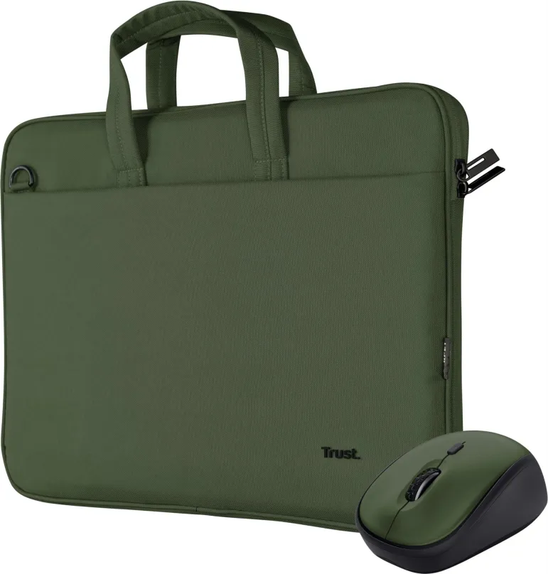 Taška na notebook Trust set tašky s myšou BOLOGNA, zelená - ECO friendly