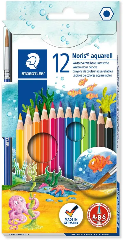 Pastelky STAEDTLER akvarelové so štetcom, 12 farieb