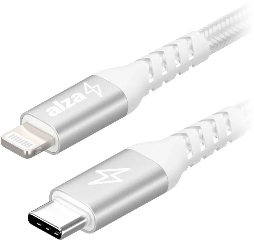 Dátový kábel AlzaPower AluCore USB-C to Lightning MFi 0.5m strieborný