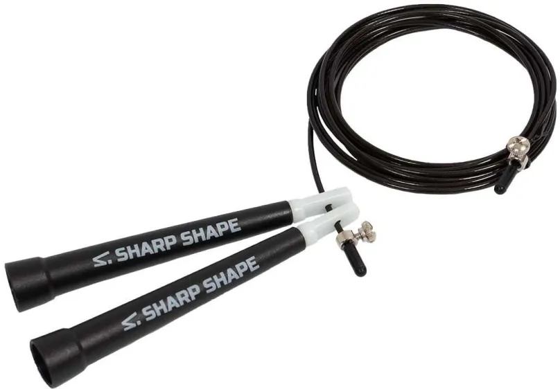 Švihadlo Sharp Shape Quick rope black, na crossfit o dĺžke 305 cm, materiál: plast