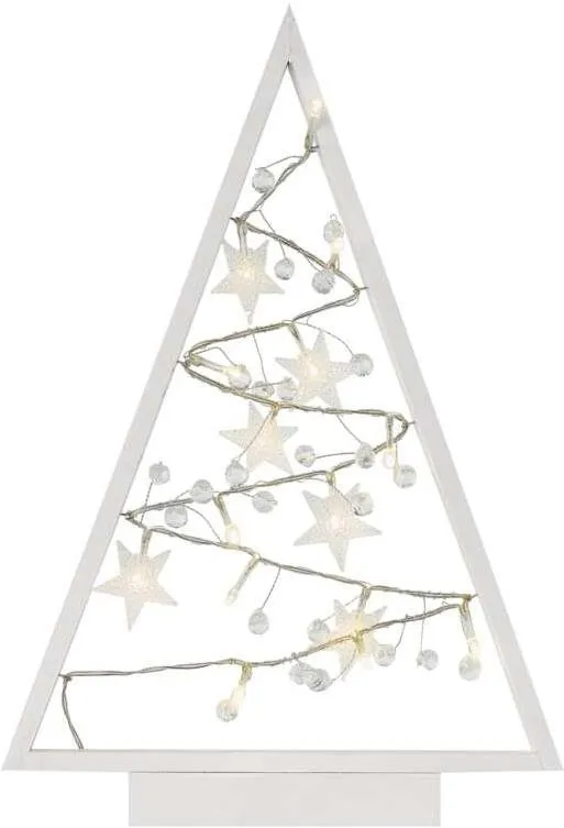 Emos DCWW27 LED vianočné dekorácie - stromček 0,45W | 15LED | 2xAA | 2700K | IP20 - teplá biela, časovač, biela