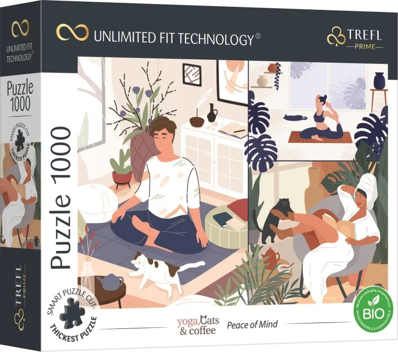 Puzzle Trefl Puzzle UFT Yoga, Cats & Coffee: Pokoj v duši 1000 dielikov