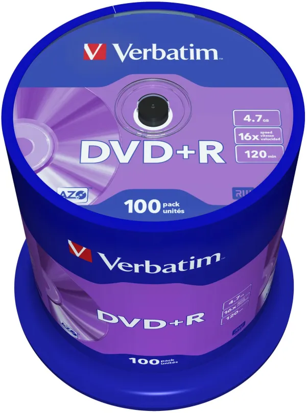 Médiá VERBATIM DVD+R AZO 4,7 GB, 16x, spindle 100 ks