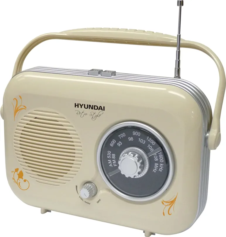 Rádio Hyundai PR 100 B Retro béžový, klasické, prenosné, AM a FM tuner, výkon 1 W, vstup 3