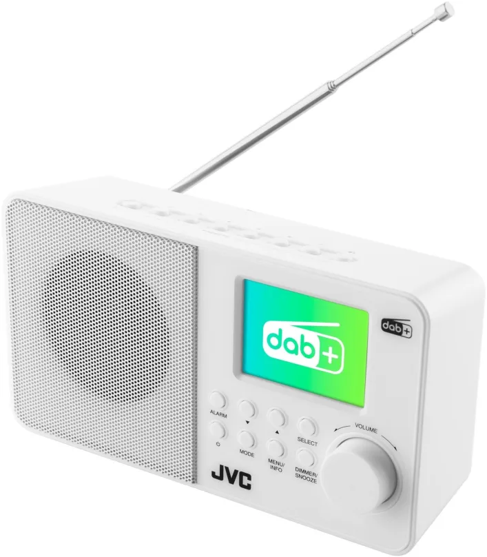 Rádio JVC RA-E611W-DAB, klasické, prenosné, DAB+ a FM tuner, výkon 2 W, výstup 3,5 mm Jack